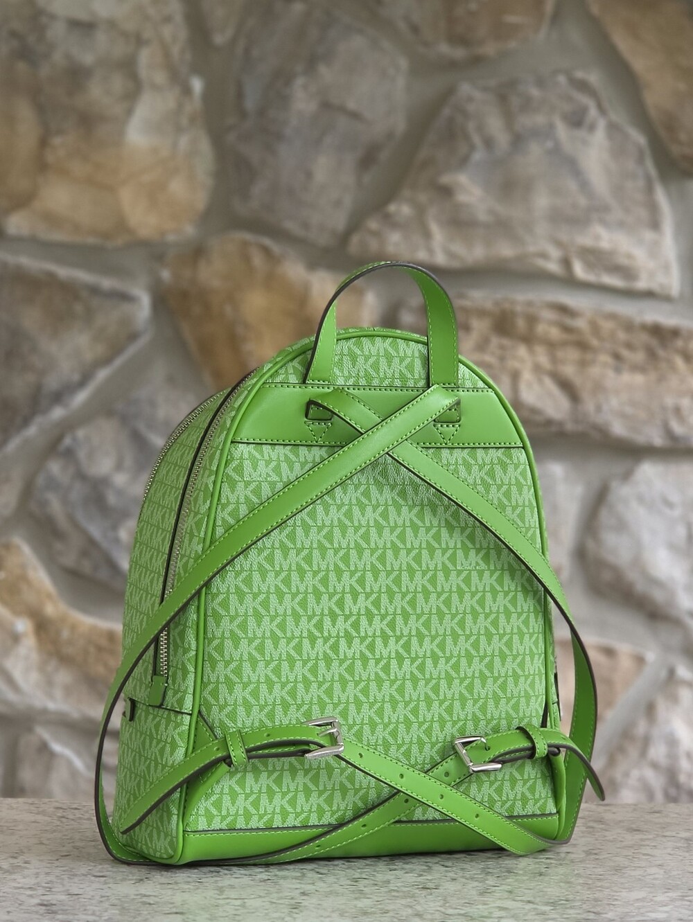 Michael Kors Rhea Logo Medium Green Backpack - Picture 3 of 10